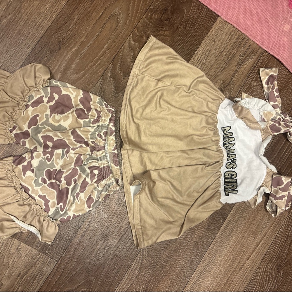 Kids Tan and White Matching Set